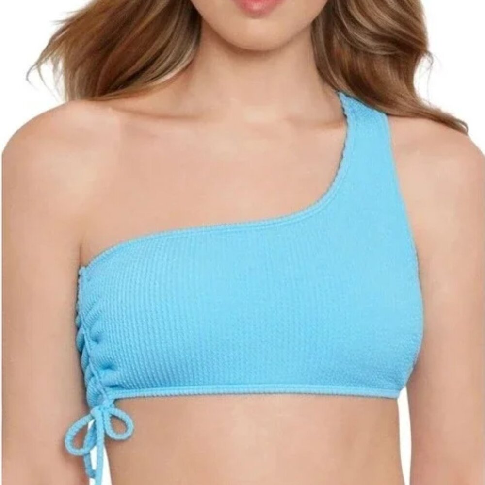 Salt + Cove Sandy Rib One-Shoulder Bikini Top Periwinkle XL